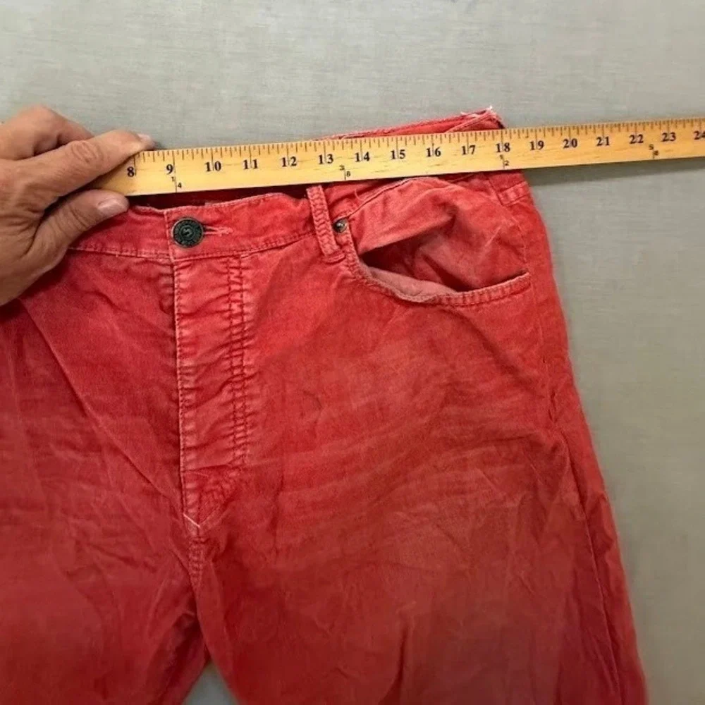 True Religion Mens Red Washed Corduroy‎ Straight Leg Casual Pants Size 36x32.